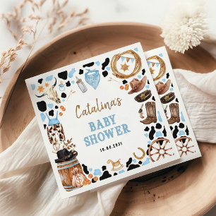 Servilleta De Papel Baby Shower Blue Rodeo Western Cowboy