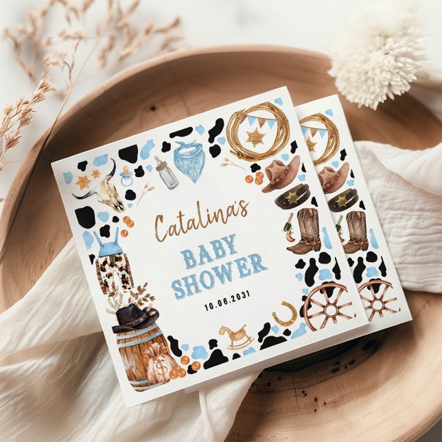Servilleta De Papel Baby Shower Blue Rodeo Western Cowboy (Subido por el creador)