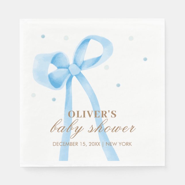 Servilleta De Papel Baby Shower Blue Simple Polka Dot (Anverso)