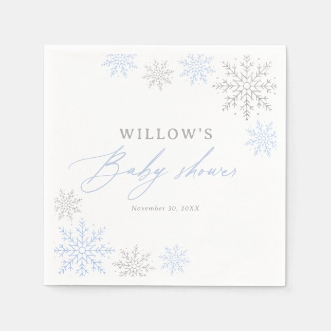Servilleta De Papel Baby Shower Blue Snflake Boy (Anverso)