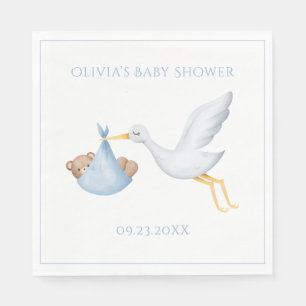 Servilleta De Papel Baby Shower Blue Stork Boy