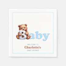 Baby Shower Blue Teddy Bear