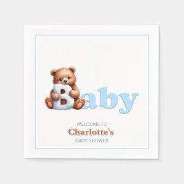 Servilleta De Papel Baby Shower Blue Teddy Bear