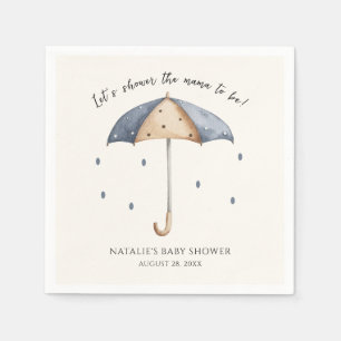Servilleta De Papel Baby Shower Blue Umbrella and Rain