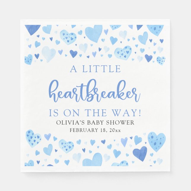 Servilleta De Papel Baby Shower Blue Valentine Little Heartbreaker (Anverso)