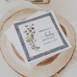 Servilleta De Papel Baby Shower Blue Wildflower