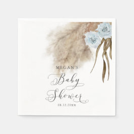 Servilleta De Papel Baby Shower Bohemian Blue Pampas Grass