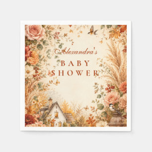 Servilleta De Papel Baby Shower Boho Otoño Rústico