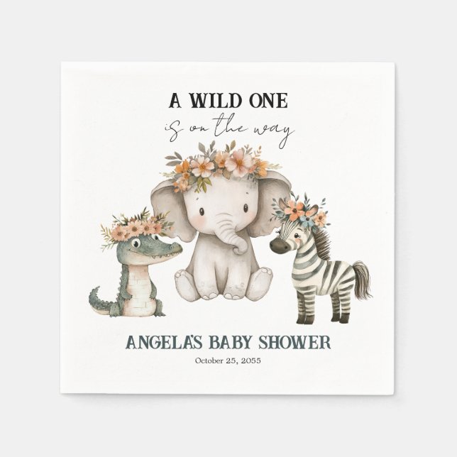 Servilleta De Papel Baby Shower Boho Safari (Anverso)