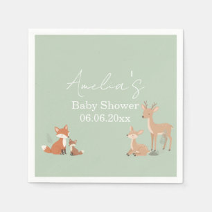 Servilleta De Papel Baby Shower Bosque Verde Salvia