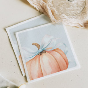Servilleta De Papel Baby Shower Bow azul de calabaza de agua