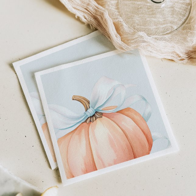 Servilleta De Papel Baby Shower Bow azul de calabaza de agua (Subido por el creador)