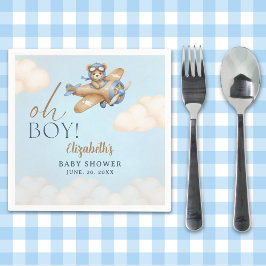 Servilleta De Papel Baby Shower Boy Adorable Bear Pilot