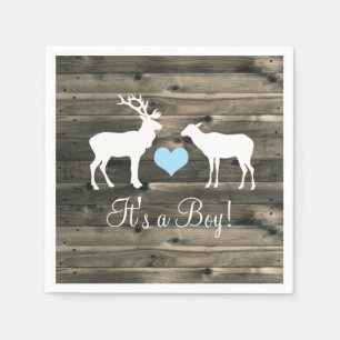 Servilleta De Papel Baby Shower Buck and Doe (azul)