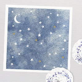 Servilleta De Papel Baby Shower Celestial Watercolor Navy Blue