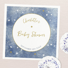 Servilleta De Papel Baby Shower Celestial Watercolor Personalizado