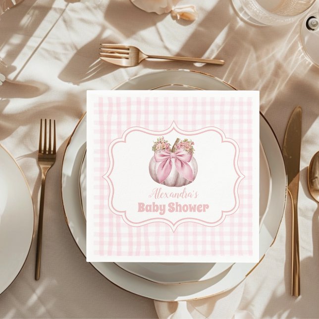 Servilleta De Papel Baby Shower Chica Bow de calabaza rosa (Subido por el creador)