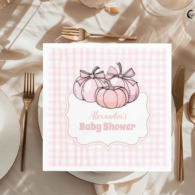 Servilleta De Papel Baby Shower Chica Bow de calabaza rosa (Subido por el creador)