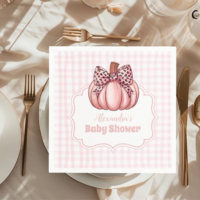 Servilleta De Papel Baby Shower Chica Bow de calabaza rosa (Subido por el creador)