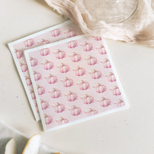 Servilleta De Papel Baby Shower Chica Bow de calabaza rosa