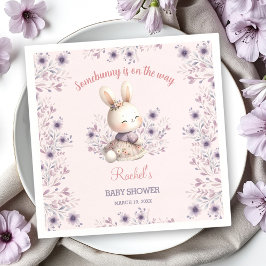 Servilleta De Papel Baby Shower Chica Bunny Pink Purple Floral Spring