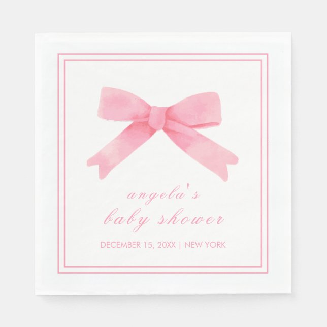 Servilleta De Papel Baby Shower Chica de barrido rosado (Anverso)