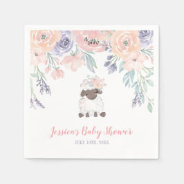 Servilleta De Papel Baby Shower Chica de cordero floral rosa morado