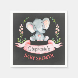 Servilleta De Papel Baby Shower Chica de elefante acuático Chalkboard