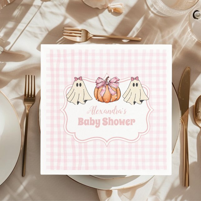 Servilleta De Papel Baby Shower Chica de Fantasma Halloween Rosa (Subido por el creador)