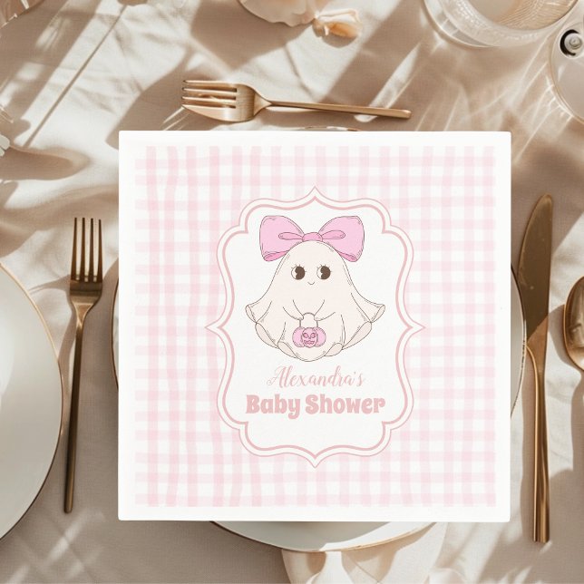 Servilleta De Papel Baby Shower Chica de Fantasma Halloween Rosa (Subido por el creador)