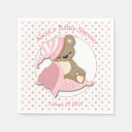 Servilleta De Papel Baby Shower Chica de oso somnoliento