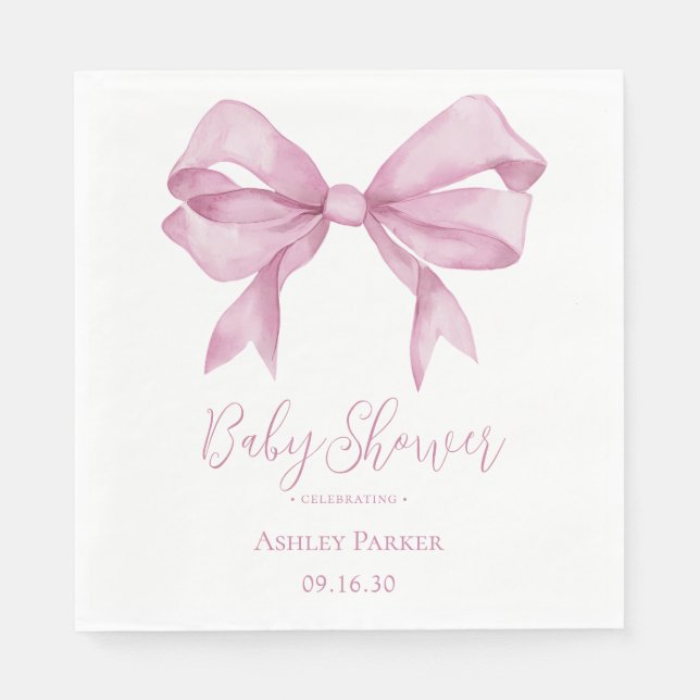 Servilleta De Papel Baby Shower Chica de plegado rosado (Anverso)