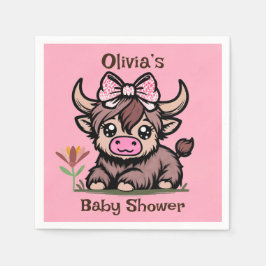 Servilleta De Papel Baby Shower Chica de Vaca Rosa Tan Highland