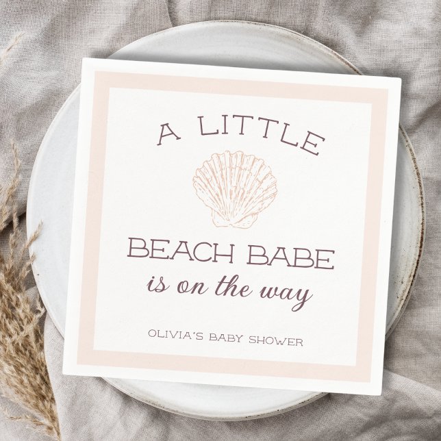 Servilleta De Papel Baby Shower Chica de verano de Beach Babe Seashell (Beach Babe Seashell Summer Girl Baby Shower Napkins)
