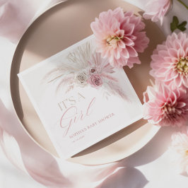 Servilleta De Papel Baby Shower Chica del arco del boho rosa suave