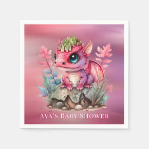Servilleta De Papel Baby Shower Chica Dragón rosa caliente