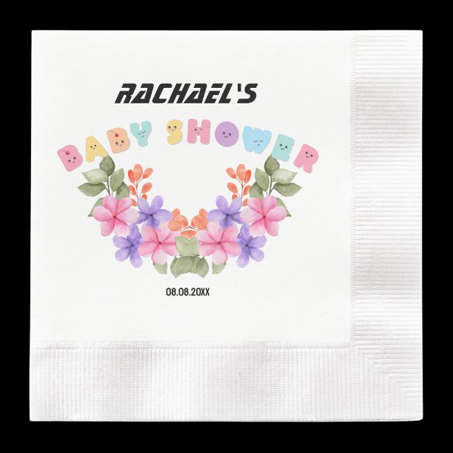 Servilleta De Papel Baby Shower Chica floral rosa suave (Subido por el creador)