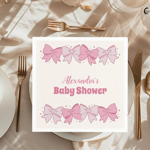 Servilleta De Papel Baby Shower Chica Minimalista Bow rosa