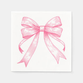 Servilleta De Papel Baby Shower Chica Retro Coquette Pink Bow