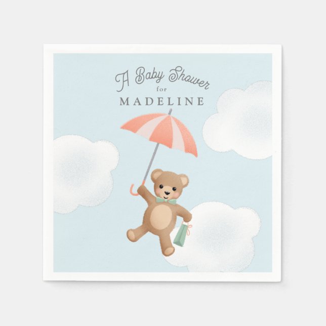 Servilleta De Papel Baby Shower Classic Teddy Bear Pastel (Anverso)
