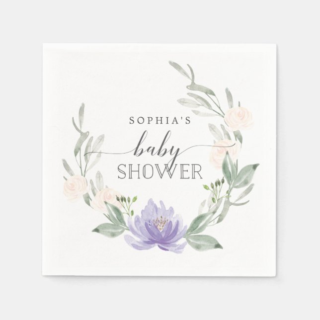 Servilleta De Papel Baby Shower Cocktail Napkins Pastel Purple (Anverso)