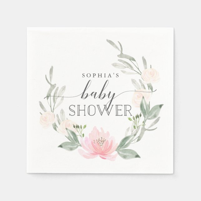Servilleta De Papel Baby Shower Cocktail Napkins Pastel Rubor (Anverso)
