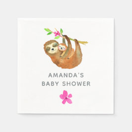 Servilleta De Papel Baby Shower con la temática de Watercolor Sloth