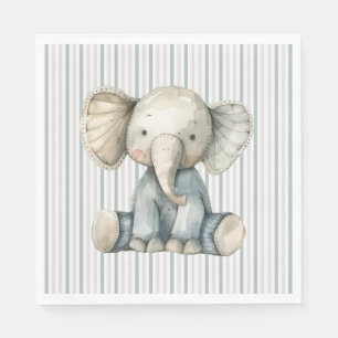 Servilleta De Papel Baby Shower con rayas azules de cacahuete pequeño