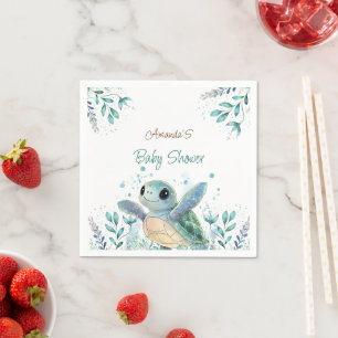Servilleta De Papel Baby Shower con tema de tortuga