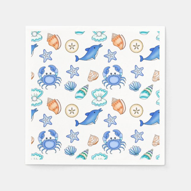Servilleta De Papel Baby Shower con temas de playa o fiesta de cumplea (Anverso)