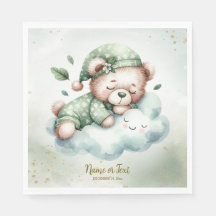 Baby Shower curado de osito de peluche verde