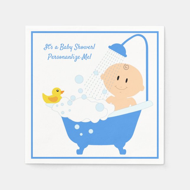 Servilleta De Papel Baby Shower Cute Baby en Bathtub Personalizado (Anverso)