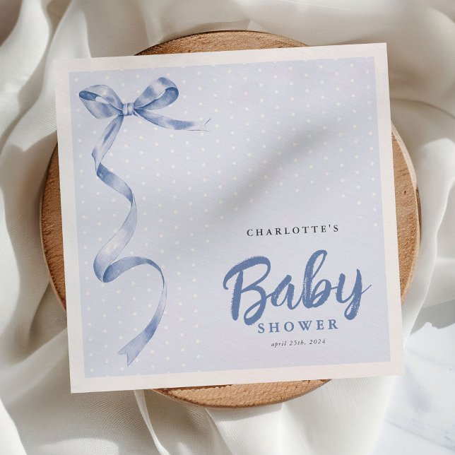 Servilleta De Papel Baby Shower Cute Blue Bow Ribbon Boy (Subido por el creador)