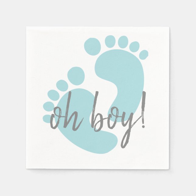 Servilleta De Papel Baby Shower Cute Blue Footprints (Anverso)